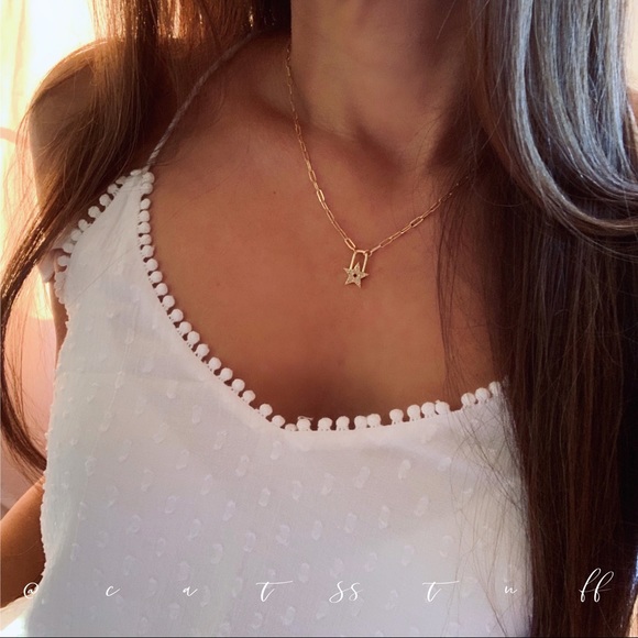 CZ Star Padlock Necklace - Picture 5 of 9